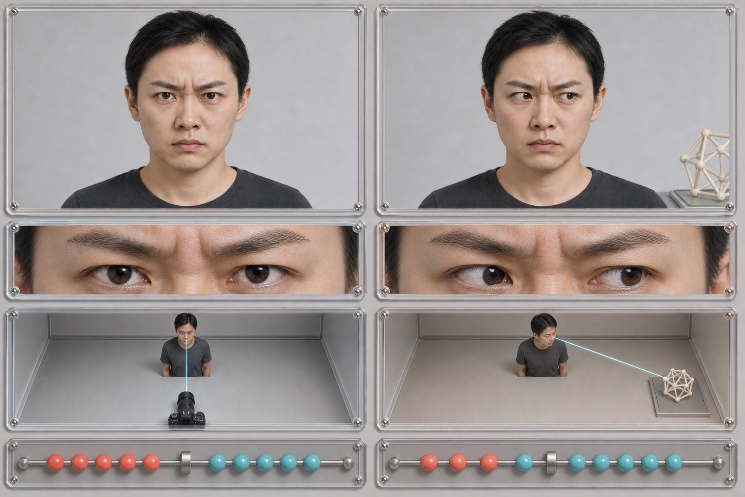 同一严肃表情直视观察者与侧看外部任务时目标指向感不同