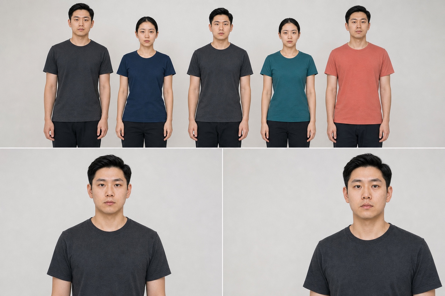 广角合照中央边缘人物与移至中央后复拍的受控对照